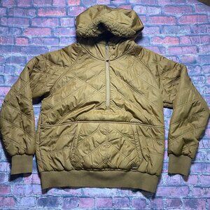 prAna Elsa Jacket Women Large Quilted Puffer Sherpa Lined 1/2 Zip Pullover